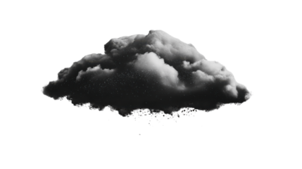 Dark cloud is raining with transparent background, realistic and dramatic atmosphere