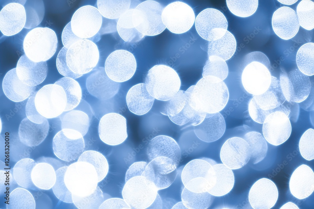 Wall mural soft blue bokeh background with shimmering light circles
