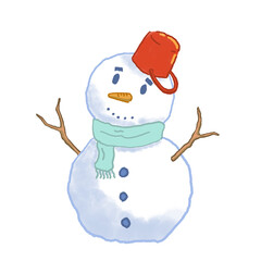 かわいい雪だるま　手描きイラスト