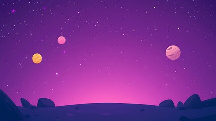 A vibrant cartoon-style illustration of a space landscape, showcasing imaginative elements and bright colors.