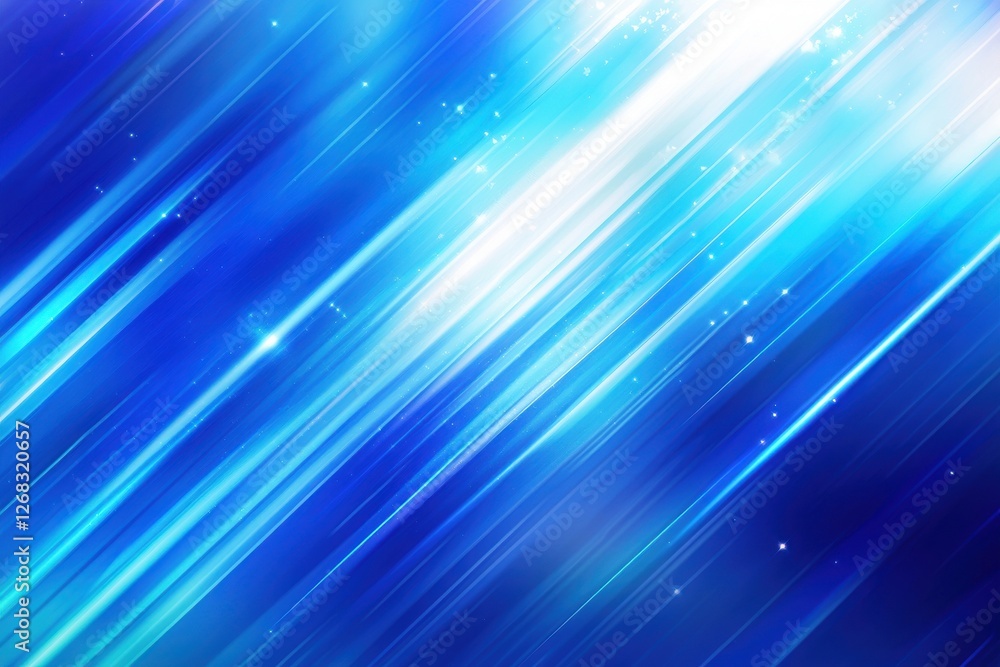 Wall mural abstract blue light rays background with sparkles and glow effects