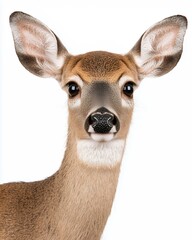 Close-up Portrait of a Young Deer with Large Eyes and Delicate Features