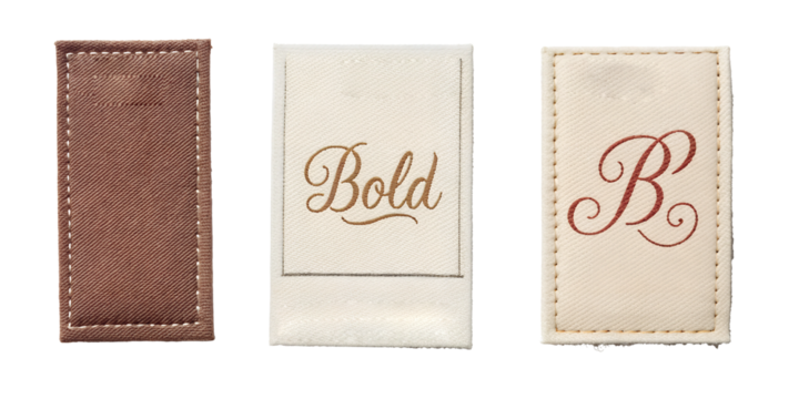 Rectangular Fabric Label on White for Textile and Clothing Branding, PNG Transparent