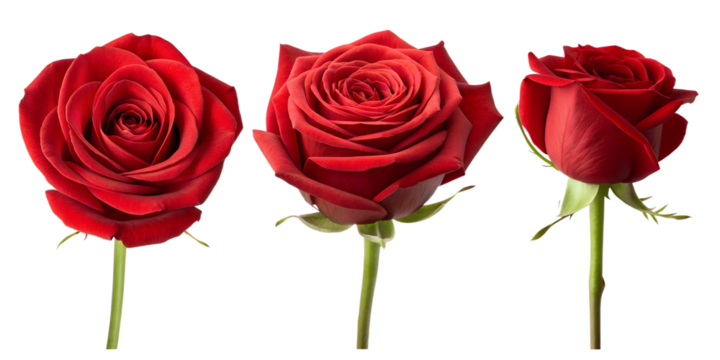 Red Rose Bloom on White Background for Vibrant and Classic Floral Decor, PNG Transparent