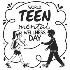 Obraz premium WORLD TEEN MENTAL WELLNESS DAY silhouette vector