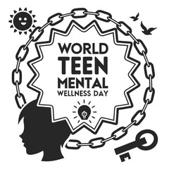 WORLD TEEN MENTAL WELLNESS DAY silhouette vector