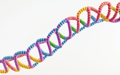 Colorful DNA Strand Model on White Background