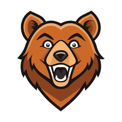 Wild bear head hipster logo with a fierce gaze, stylish beard, and trendy glasses. Perfect for bold brands, outdoor adventures, and modern, rugged identities.