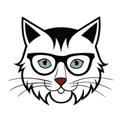 Wild cat head hipster logo with sharp features, stylish glasses, and a trendy beard. Perfect for modern branding with a bold, fierce, and fashionable vibe. © Ripa Roy