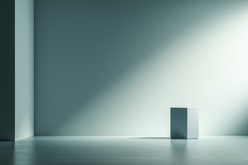 Fototapeta premium Minimalist Interior Space with Light and Shadow on Cube Object