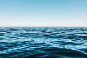 Serene Ocean View with Gentle Waves and Clear Blue Sky Horizon