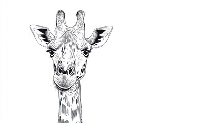 Obraz premium Giraffe portrait, close-up, white background, wildlife illustration, zoology