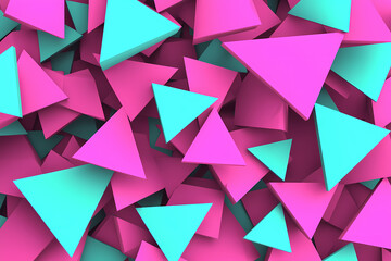 Obraz premium A vibrant mosaic of overlapping triangles creating a dynamic abstract background.