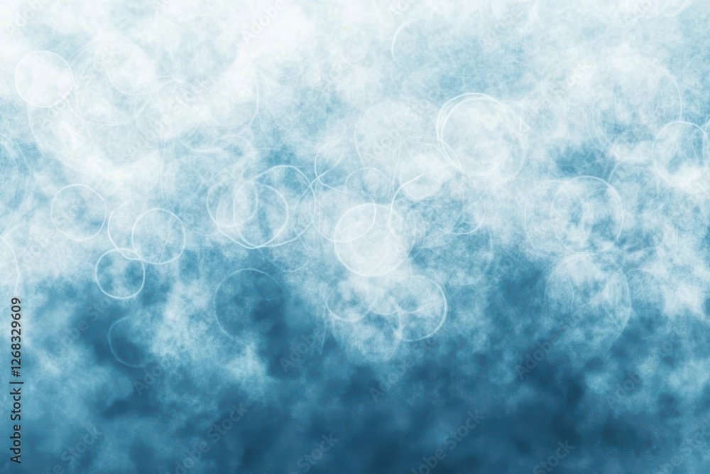 Wall mural abstract blue foggy background with soft circles and texture