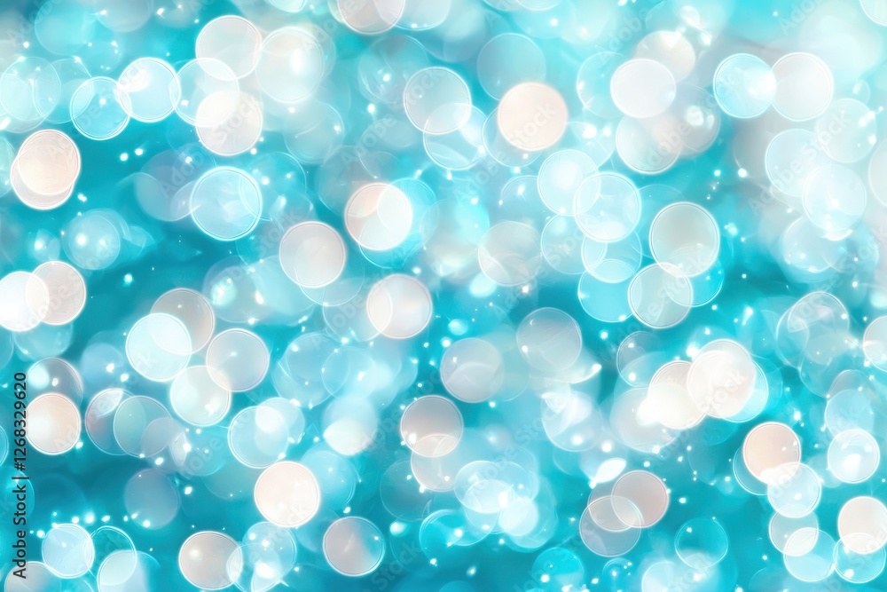 Wall mural soft blue and white bokeh lights background for various uses