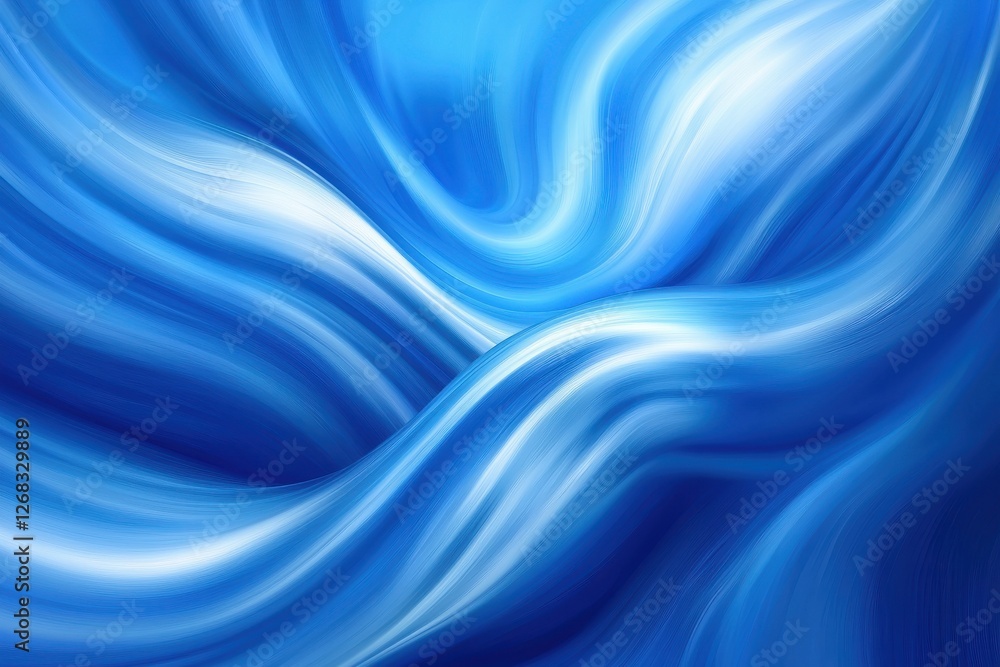 Wall mural fluid motion of blue waves with soft light and gradients in background