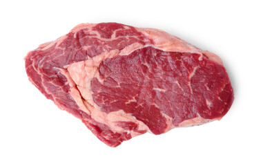 Piece of raw beef meat isolated on white