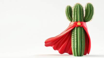 Obraz premium Cactus with Superhero Cape Symbolizing Strength and Resilience