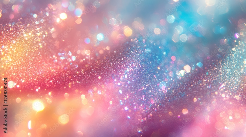 Wall mural Sparkling glitter texture, abstract background, colorful bokeh, festive design