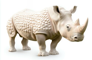 Obraz premium Textured Sculptural Representation of a Rhinoceros Evoking Strength and Resilience