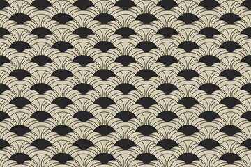 Fototapeta premium Classic japanese black and white wave seamless pattern minimalist zen design