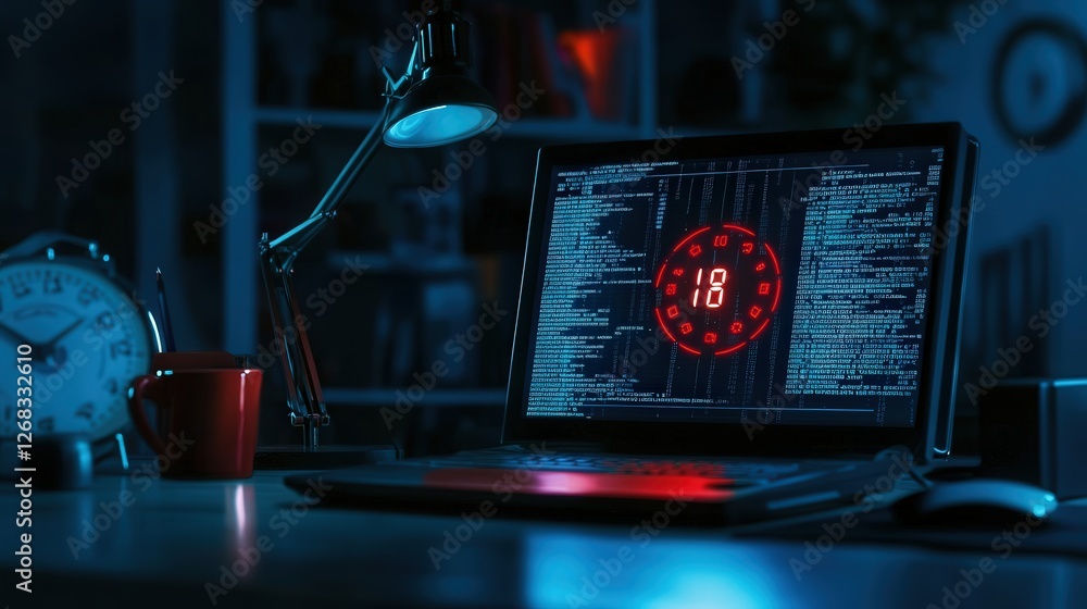 Poster ransomware countdown timer on a locked computer, increasing urgency for payment to recover encrypted