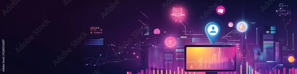 Poster digital business intelligence data analytics visualization