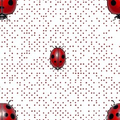Obraz premium Vibrant Pattern of Ladybugs Scattered on a White Background Creating a Cheerful Atmosphere