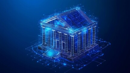 Digital Bank, Future Finance, Network, Secure, Data, Technology, Illustration