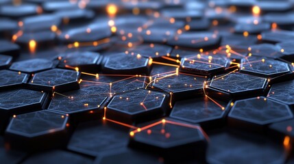 Obraz premium hexagonal diagram showcasing human social interactions within a community, with dynamic lines linking individuals in a network of relationships.