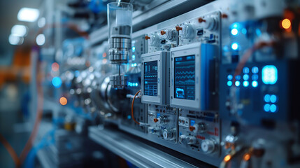 Fototapeta premium Illustration, health technology, electronic circuit board