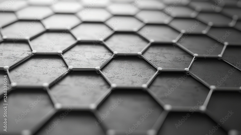 Poster tech-inspired hexagonal grid with interwoven lines, symbolizing the strong connections between indiv