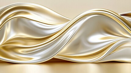 Elegant gold and white fabric waves, abstract background, luxury design