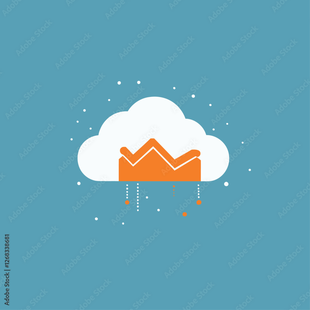 Poster cloud computing and data analysis graphic on blue background