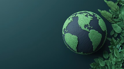 world earth hour day concept. Eco Friendly Digital of the Dark Earth with Green Foliage
