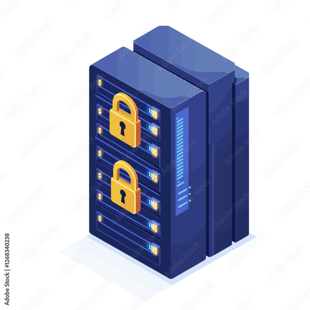 Aufkleber server data security concept with padlocks and network protection