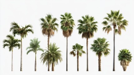 Obraz premium A row of palm trees are shown in various stages of growth