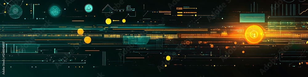 Poster abstract digital data stream network visualization