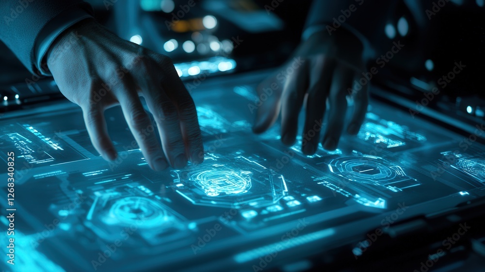 Poster scene where hands navigate ai ethics controls, representing governance and accountability in artific