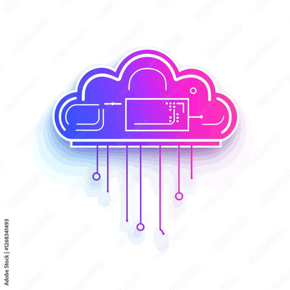 Poster cloud computing concept with circuitry design, technology background