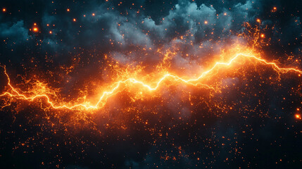 A vivid abstract lightning strike illuminates a modern anime-style background, symbolizing power, energy, inspiration, and transformation with electric brilliance and dynamic motion