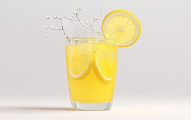 Refreshing Lemonade Splash in Clear Glass Cup