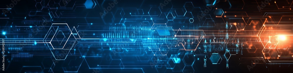 Poster abstract digital network technology hexagon background