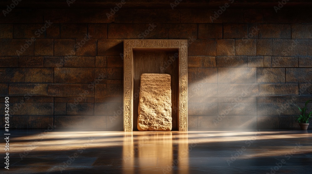 Poster doorway with light shining through in an old building creating a dramatic scene and atmosphere