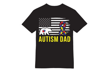 Autism Dad - Puzzle Piece Flag T-Shirt