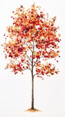 Fototapeta premium A tree with red leaves is the main focus of the image