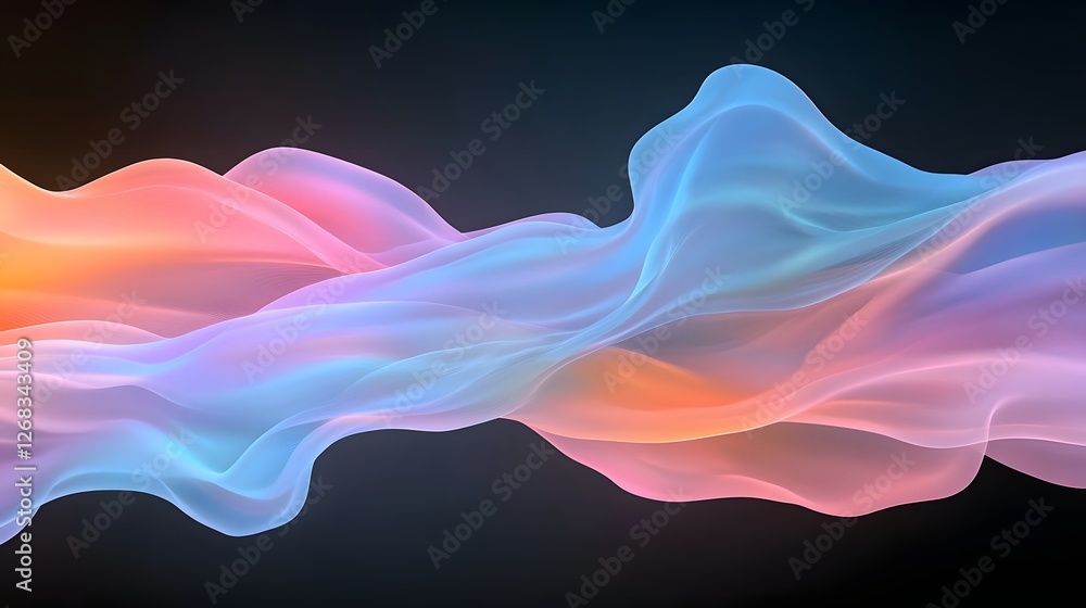 Poster abstract colorful waves flowing in a smooth and dreamy background