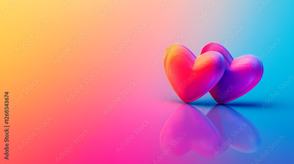 Poster two overlapping hearts with gradient background
