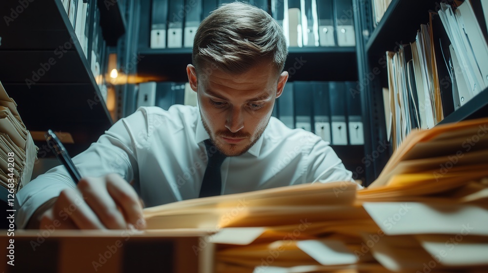 Poster worker accessing digital files from a document management system, using an intuitive interface to se