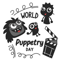 WORLD PUPPETRY DAY silhouette vector